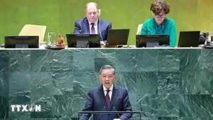 Генеральный секретарь ЦК КПВ, Президент Вьетнама То Лам выступает на общих дебатах высокого уровня 79-й сессии Генеральной Ассамблеи ООН (сентябрь 2024 года). (Фото: ВИА)