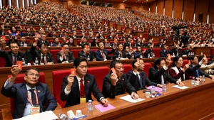 Делегаты голосуют на заседании 22 января. (Фото: Чан Хай)