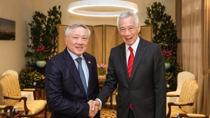 Постоянный заместитель Премьер-министра Нгуен Хоа Бинь проводит встречу с Государственным министром Сингапура Ли Сянь Луном. Фото: MDDI