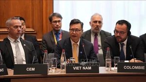 Посол Вьетнама во Франции Чинь Дык Хай принимает участие в конференции. Фото: ВИА