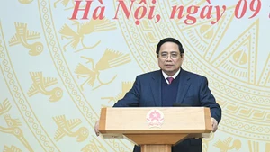 Премьер-министр Фам Минь Тьинь выступает на конференции. Фото: Чан Хай