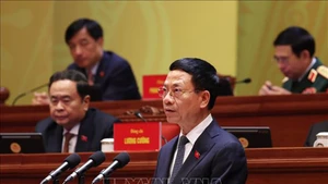 Министр науки и технологий Нгуен Мань Хунг представляет доклад. Фото: ВИА