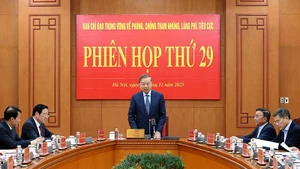 Генеральный секретарь ЦК КПВ То Лам выступает на заседании. Фото: Данг Кхоа