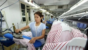 Производственная линия по производству экспортной одежды на предприятии «Van Laack ASIA» с немецким инвестиционным капиталом в промышленном парке Нгокхой (Ханой). Фото: ВИА