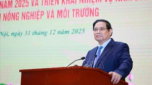 Премьер-министр Фам Минь Тьинь выступает на конференции. Фото: ВИА