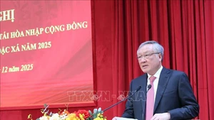 Постоянный заместитель Премьер-министра Нгуен Хоа Бинь выступает на конференции. Фото: ВИА