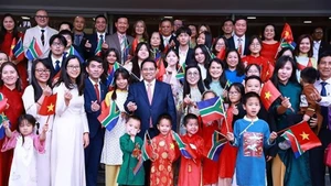 Премьер-министр Фам Минь Тьинь встречается с вьетнамской общиной в ЮАР. Фото: ВИА