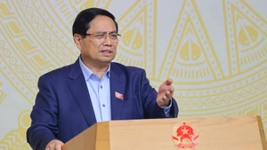 Премьер-министр Фам Минь Тьинь выступает на заседании. Фото: ВИА