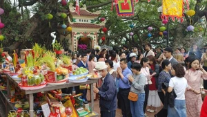 Пагода Футэйхо привлекает большое число посетителей утром в первый день Лунного Нового года. Фото: ВИА