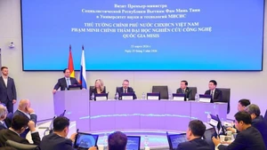 Премьер-министр Фам Минь Тьинь выступает на встрече. Фото: VGP