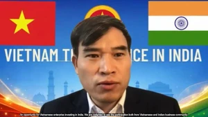 Торговый советник Вьетнама в Индии Буй Чунг Тхыонг выступает на семинаре. Фото: ВИА