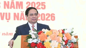 Премьер-министр Фам Минь Тьинь выступает на конференции. Фото: Чан Хай