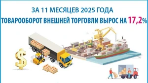 Товарооборот внешней торговли вырос на 17,2% за 11 месяцев 2025 года