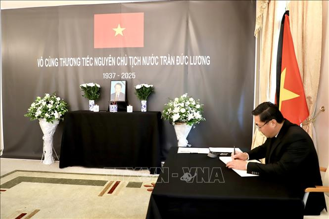 Церемония прощания с бывшим Президентом Чан Дык Лыонгом в Германии. Фото: ВИА Церемония прощания с бывшим Президентом Чан Дык Лыонгом в Германии. Фото: ВИА