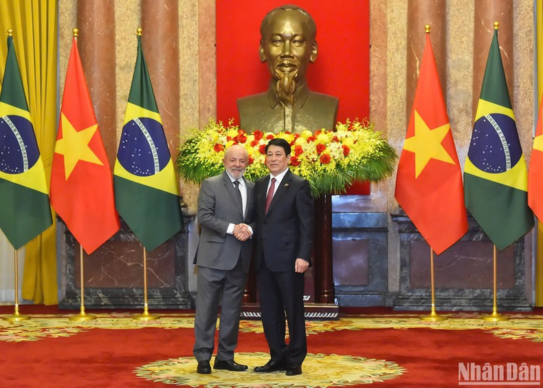 Президент Вьетнама Лыонг Кыонг проводит переговоры с Президентом Бразилии Луисом Инасиу Лулой да Силвой. Фото: Тхюи Нгуен Президент Вьетнама Лыонг Кыонг проводит переговоры с Президентом Бразилии Луисом Инасиу Лулой да Силвой. Фото: Тхюи Нгуен
