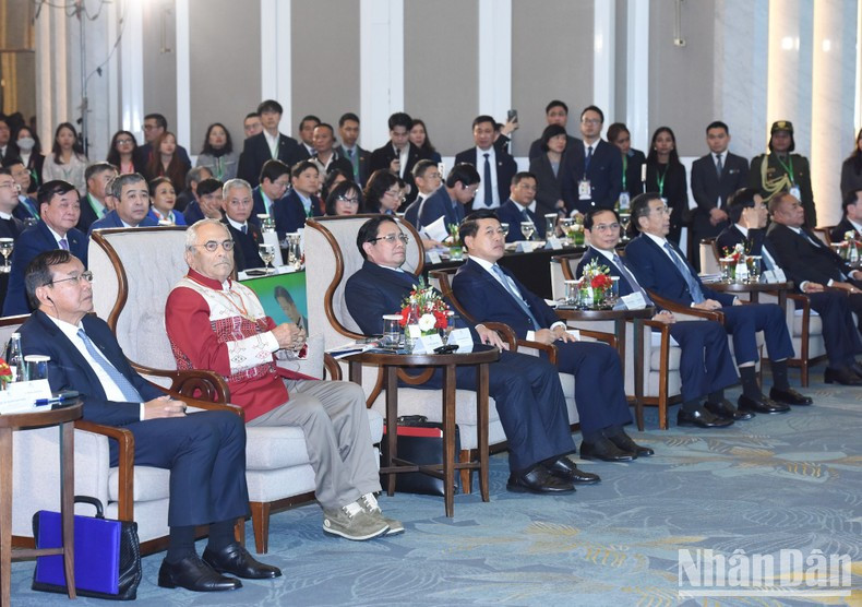 Премьер-министр Фам Минь Тьинь и делегаты на форуме.
