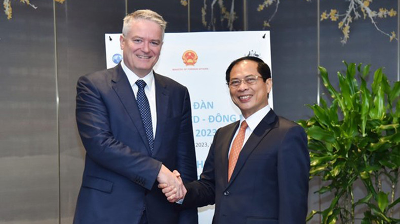 Министр иностранных дел Буй Тхань Шон и Генеральный секретарь ОЭСР Матиас Корманн. Фото: baoquocte.vn Министр иностранных дел Буй Тхань Шон и Генеральный секретарь ОЭСР Матиас Корманн. Фото: baoquocte.vn