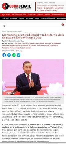 Статья о вьетнамско-кубинских отношениях, недавно опубликованная в электронной газете «CubaDebate». Фото: ВИА Статья о вьетнамско-кубинских отношениях, недавно опубликованная в электронной газете «CubaDebate». Фото: ВИА