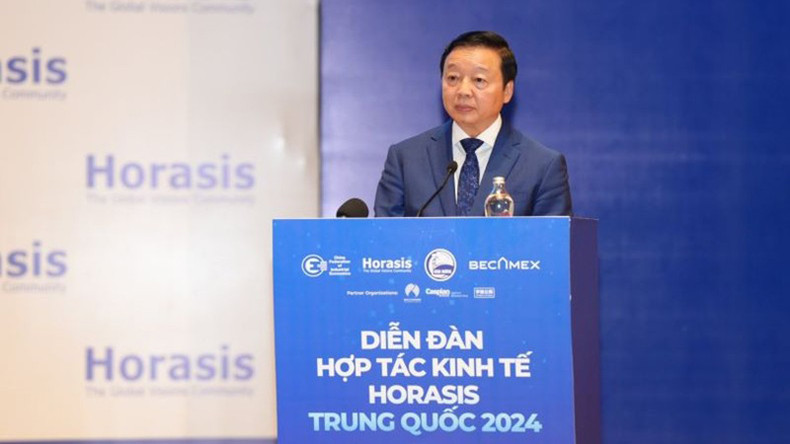 Вице-премьер Чан Хонг Ха выступает на форуме.