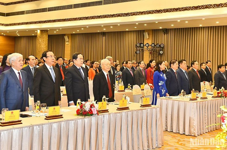Генеральный секретарь ЦК КПВ Нгуен Фу Чонг и руководители Партии и Государства на мероприятии. Фото: Данг Кхоа