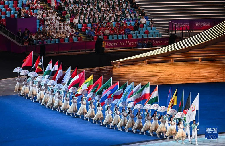 Национальные флаги спортивных делегаций.