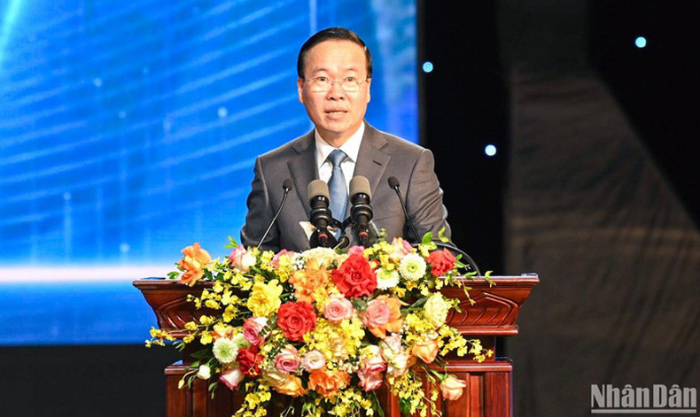 Президент Во Ван Тхыонг выступает на церемонии. Фото: Зюи Линь Президент Во Ван Тхыонг выступает на церемонии. Фото: Зюи Линь