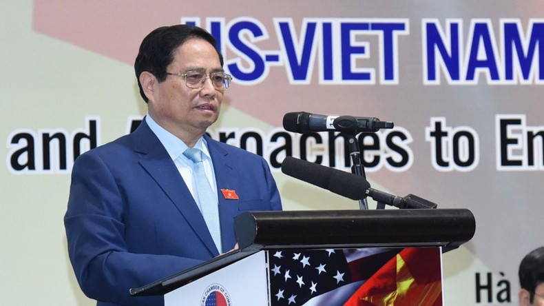 Премьер-министр Фам Минь Тьинь выступает с речью. Фото: Чан Хай Премьер-министр Фам Минь Тьинь выступает с речью. Фото: Чан Хай