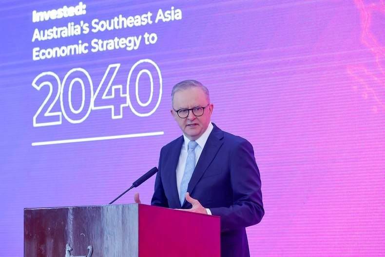 Премьер-министр Австралии Энтони Альбанезе выступает с речью. Фото: VGP Премьер-министр Австралии Энтони Альбанезе выступает с речью. Фото: VGP