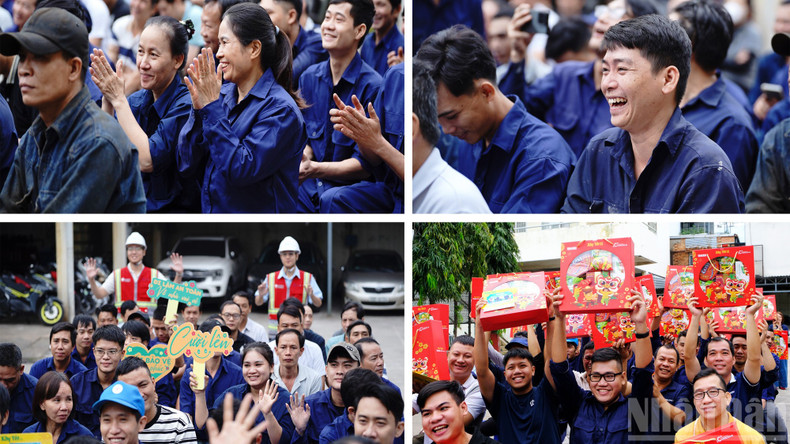 Радость и улыбки работников программы «Строим Тэт – 2026», адресованной железнодорожникам филиала вагонного депо Сайгон Государственной железнодорожной корпорации Вьетнама.