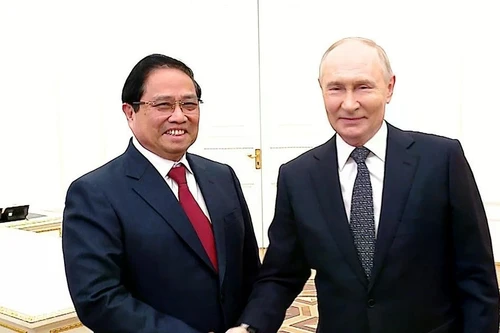 Премьер-министр Фам Минь Тьинь провёл встречу с Президентом России Владимиром Путиным. Фото: ВИА