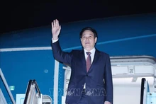 Президент Лыонг Кыонг в аэропорту Пусан. Фото: ВИА