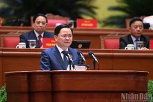 Заместитель заведующего отделом ЦК КПВ по вопросам политики и стратегий Нгуен Ань Туан представляет доклад. Фото: Тхюи Нгуен