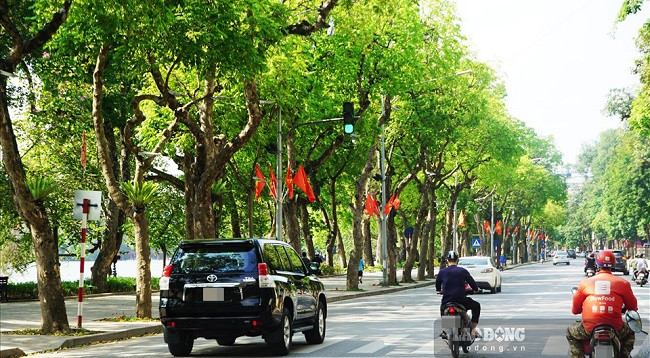 Улицы Ханоя украшены флагами и цветами в честь дня выборов ảnh 9 Улицы Ханоя украшены флагами и цветами в честь дня выборов ảnh 9