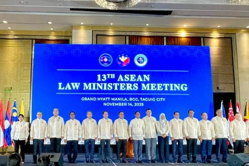 Представители стран-участниц 13-го совещания министров юстиции АСЕАН.
