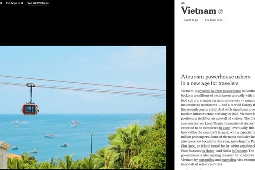 Изображение канатной дороги Хонтхом появилось в The New York Times в разделе, посвященном Вьетнаму. (Скриншот)
