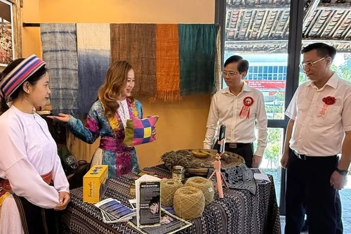 Из льняных волокон своей родины молодая девушка ткёт большую мечту, чтобы традиционное ремесло не только возродилось, но и распространилось далеко и широко. (Фото sovhttdl.tuyenquang.gov.vn)