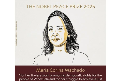 Портрет лауреата Нобелевской премии мира 2025 года. (Фото: Facebook Nobel Prize)