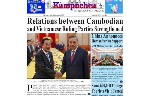 Первая полоса газеты Kampuchea от 2 сентября.
