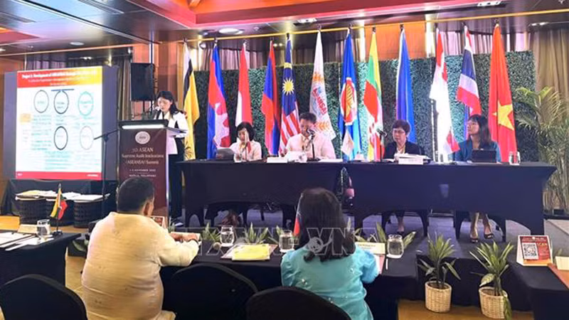 Заместитель генерального аудитора Вьетнама Ха Тхи Ми Зунг выступает на саммите. Фото: ВИА