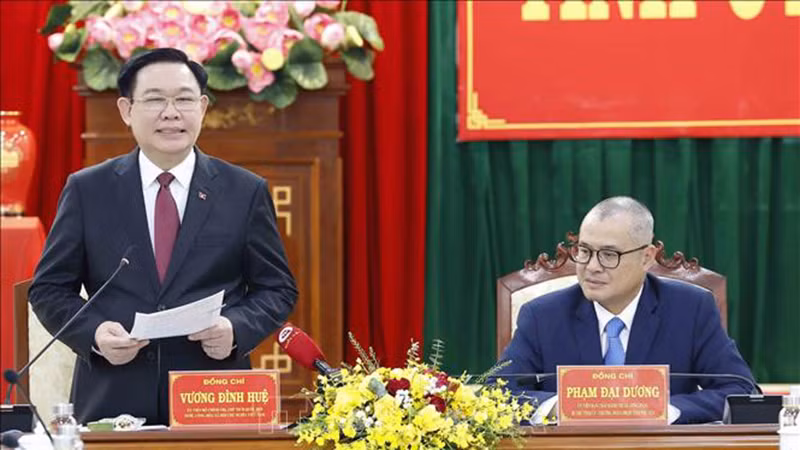Председатель НС Выонг Динь Хюэ выступает на рабочей встрече. Фото: ВИА