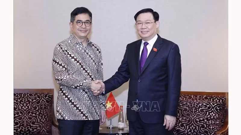 Председатель НС Выонг Динь Хюэ (справа) и Председатель KADIN Аршад Расджид. Фото: ВИА