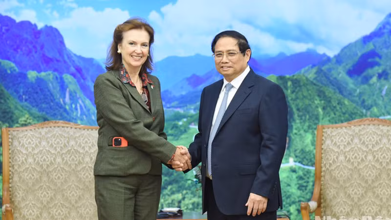 Премьер-министр Фам Минь Тьинь и Министр иностранных дел, международной торговли и религии Аргентины Диана Елена Мондино. Фото: Чан Хай