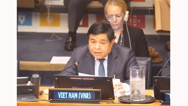 Министр планирования и инвестиций Нгуен Тьи Зунг выступает на форуме. Фото: ВИА