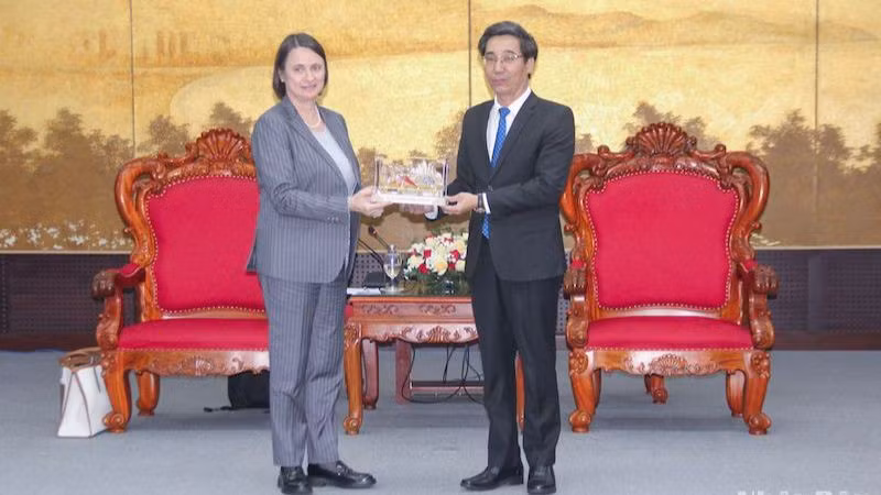 ампредседателя Народного комитета г. Дананг Чан Тьи Кыонг и Генеральный консул Франции в г. Хошимине Эмманюэль Павийон-Гроссер. Фото: Ань Дао