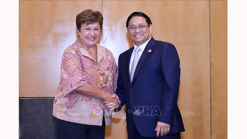 Премьер-министр Фам Минь Тьинь и директор-распорядитель МВФ Кристалина Георгиева. Фото: ВИА