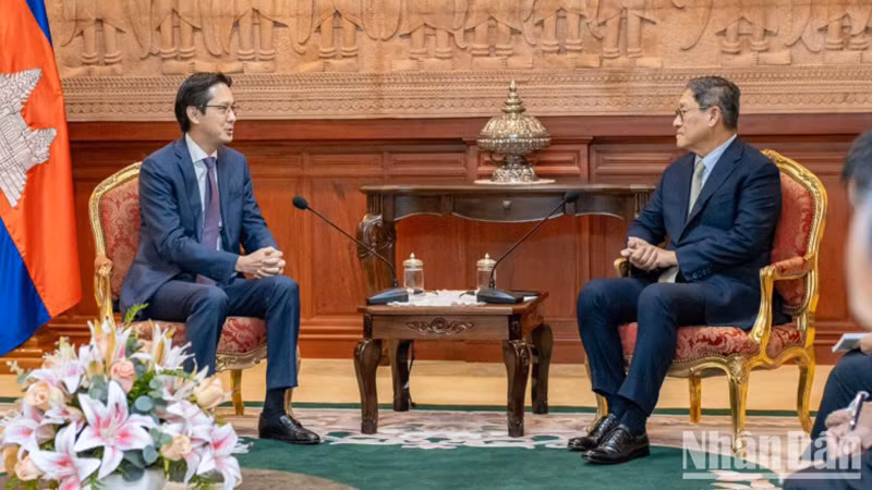 Замминистра иностранных дел До Хунг Вьет и Вице-премьер, Министр иностранных дел и международного сотрудничества Камбоджи Сок Ченда Софеа.