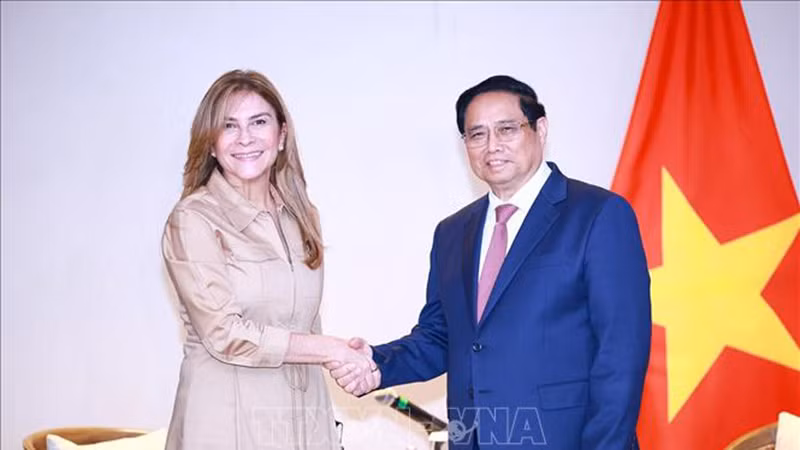 Премьер-министр Фам Минь Тьинь и Генеральный секретарь СРП Доминиканской Республики. Фото: ВИА