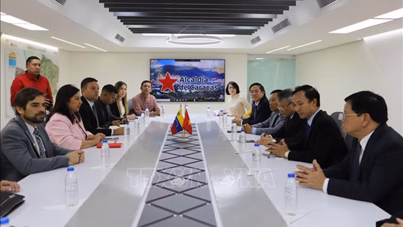 Делегация провинции Куангнам работает с мэром г. Каракаса Кармен Мелендес. Фото: Посольство Вьетнама в Венесуэле