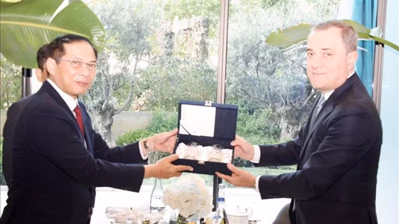 Вице-премьер, Министр иностранных дел Буй Тхань Шон и Министр иностранных дел Азербайджана Джейхун Байрамов. Фото: ВИА