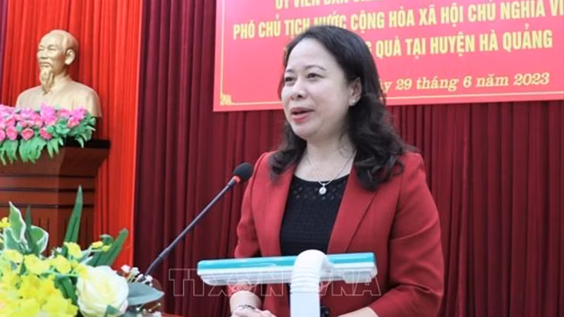 Вице-президент Во Тхи Ань Суан выступает на встрече. Фото: ВИА